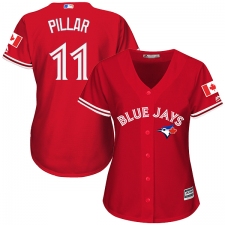 Women's Majestic Toronto Blue Jays #11 Kevin Pillar Authentic Red Canada Day MLB Jersey