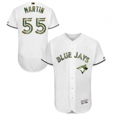 Men's Majestic Toronto Blue Jays #55 Russell Martin Authentic White 2016 Memorial Day Fashion Flex Base MLB Jersey