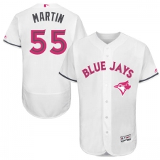 Men's Majestic Toronto Blue Jays #55 Russell Martin Authentic White 2016 Mother's Day Fashion Flex Base MLB Jersey