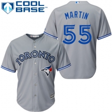 Men's Majestic Toronto Blue Jays #55 Russell Martin Replica Grey Road MLB Jersey