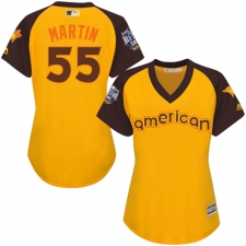 Women's Majestic Toronto Blue Jays #55 Russell Martin Authentic Yellow 2016 All-Star American League BP Cool Base MLB Jersey
