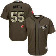 Youth Majestic Toronto Blue Jays #55 Russell Martin Replica Green Salute to Service MLB Jersey
