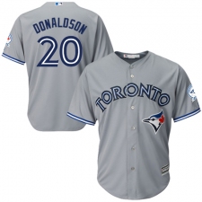Men's Majestic Toronto Blue Jays #20 Josh Donaldson Replica Grey Road 40th Anniversary Patch MLB Jersey