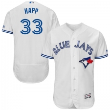Men's Majestic Toronto Blue Jays #33 J.A. Happ White Home Flex Base Authentic Collection MLB Jersey