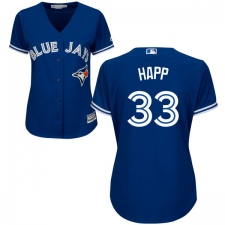 Women's Majestic Toronto Blue Jays #33 J.A. Happ Replica Blue Alternate MLB Jersey