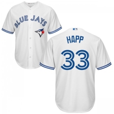 Youth Majestic Toronto Blue Jays #33 J.A. Happ Authentic White Home MLB Jersey