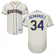Men's Majestic Seattle Mariners #34 Felix Hernandez Cream Alternate Flex Base Authentic Collection MLB Jersey