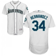Men's Majestic Seattle Mariners #34 Felix Hernandez White Home Flex Base Authentic Collection MLB Jersey