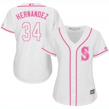 Women's Majestic Seattle Mariners #34 Felix Hernandez Replica White Fashion Cool Base MLB Jersey