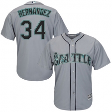 Youth Majestic Seattle Mariners #34 Felix Hernandez Authentic Grey Road Cool Base MLB Jersey