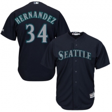 Youth Majestic Seattle Mariners #34 Felix Hernandez Authentic Navy Blue Alternate 2 Cool Base MLB Jersey