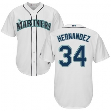 Youth Majestic Seattle Mariners #34 Felix Hernandez Authentic White Home Cool Base MLB Jersey