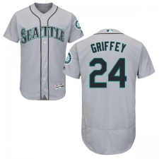Men's Majestic Seattle Mariners #24 Ken Griffey Grey Road Flex Base Authentic Collection MLB Jersey