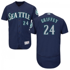 Men's Majestic Seattle Mariners #24 Ken Griffey Navy Blue Alternate Flex Base Authentic Collection MLB Jersey