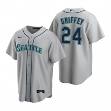 Men's Nike Seattle Mariners #24 Ken Griffey Jr. Gray Road Stitched Baseball Jersey