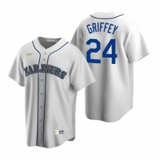 Men's Nike Seattle Mariners #24 Ken Griffey Jr. White Cooperstown Collection Home Stitched Baseball Jersey