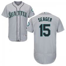 Men's Majestic Seattle Mariners #15 Kyle Seager Grey Road Flex Base Authentic Collection MLB Jersey