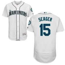 Men's Majestic Seattle Mariners #15 Kyle Seager White Home Flex Base Authentic Collection MLB Jersey