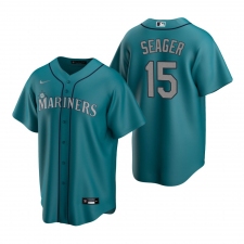 Men's Nike Seattle Mariners #15 Kyle Seager Aqua Alternate Stitched Baseball Jersey