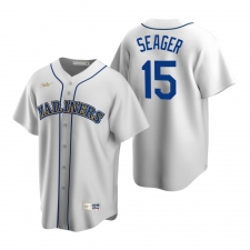 Men's Nike Seattle Mariners #15 Kyle Seager White Cooperstown Collection Home Stitched Baseball Jersey