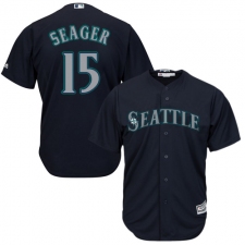 Youth Majestic Seattle Mariners #15 Kyle Seager Authentic Navy Blue Alternate 2 Cool Base MLB Jersey