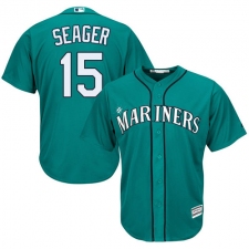 Youth Majestic Seattle Mariners #15 Kyle Seager Replica Teal Green Alternate Cool Base MLB Jersey