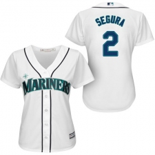 Women's Majestic Seattle Mariners #2 Jean Segura Replica White Home Cool Base MLB Jersey