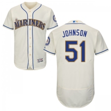 Men's Majestic Seattle Mariners #51 Randy Johnson Cream Alternate Flex Base Authentic Collection MLB Jersey