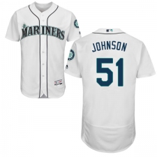Men's Majestic Seattle Mariners #51 Randy Johnson White Home Flex Base Authentic Collection MLB Jersey