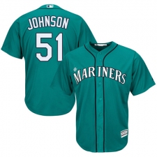 Youth Majestic Seattle Mariners #51 Randy Johnson Replica Teal Green Alternate Cool Base MLB Jersey