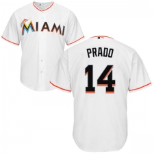 Youth Majestic Miami Marlins #14 Martin Prado Authentic White Home Cool Base MLB Jersey