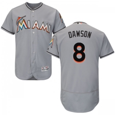 Men's Majestic Miami Marlins #8 Andre Dawson Grey Road Flex Base Authentic Collection MLB Jersey