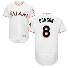Men's Majestic Miami Marlins #8 Andre Dawson White Home Flex Base Authentic Collection MLB Jersey