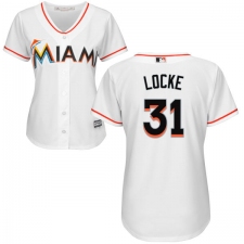Women's Majestic Miami Marlins #31 Jeff Locke Replica White Home Cool Base MLB Jersey