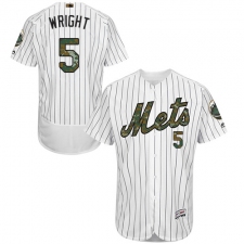 Men's Majestic New York Mets #5 David Wright Authentic White 2016 Memorial Day Fashion Flex Base MLB Jersey