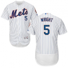 Men's Majestic New York Mets #5 David Wright White Home Flex Base Authentic Collection MLB Jersey