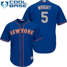Youth Majestic New York Mets #5 David Wright Authentic Royal Blue Alternate Road Cool Base MLB Jersey