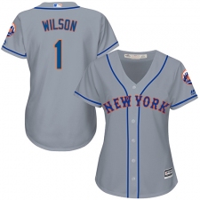 Women's Majestic New York Mets #1 Mookie Wilson Replica Grey Road Cool Base MLB Jersey