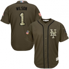 Youth Majestic New York Mets #1 Mookie Wilson Replica Green Salute to Service MLB Jersey