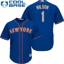 Youth Majestic New York Mets #1 Mookie Wilson Replica Royal Blue Alternate Road Cool Base MLB Jersey