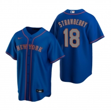 Men's Nike New York Mets #18 Darryl Strawberry Royal Alternate Road Stitched Baseball Jersey