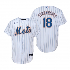 Men's Nike New York Mets #18 Darryl Strawberry White Home Stitched Baseball Jersey