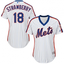 Women's Majestic New York Mets #18 Darryl Strawberry Authentic White Alternate Cool Base MLB Jersey