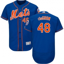 Men's Majestic New York Mets #48 Jacob deGrom Royal Blue Alternate Flex Base Authentic Collection MLB Jersey