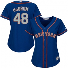 Women's Majestic New York Mets #48 Jacob deGrom Replica Blue(Grey NO.) MLB Jersey