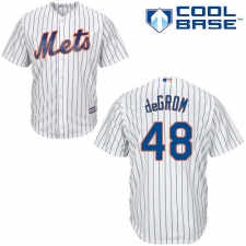 Youth Majestic New York Mets #48 Jacob DeGrom Authentic White Home Cool Base MLB Jersey