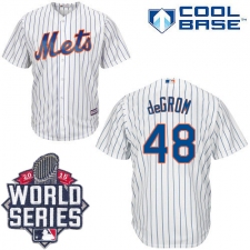 Youth Majestic New York Mets #48 Jacob DeGrom Replica White Home Cool Base 2015 World Series MLB Jersey