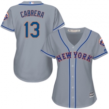 Women's Majestic New York Mets #13 Asdrubal Cabrera Replica Grey Road Cool Base MLB Jersey