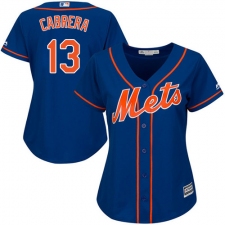 Women's Majestic New York Mets #13 Asdrubal Cabrera Replica Royal Blue Alternate Home Cool Base MLB Jersey