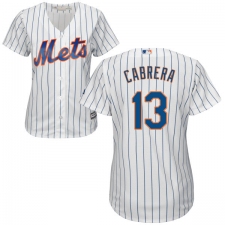 Women's Majestic New York Mets #13 Asdrubal Cabrera Replica White Home Cool Base MLB Jersey